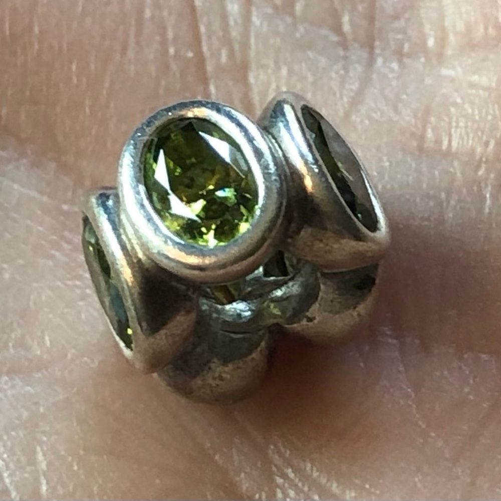 Authentic Retired Pandora Sterling Silver Charm with Peridot stones